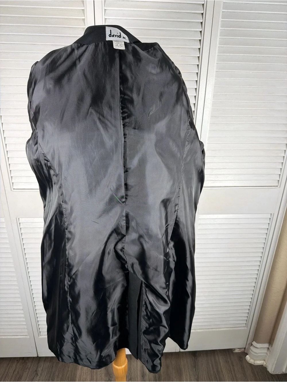 David N Black Linen Blend Embroidered Duster Jacket Size 12 Floral Open Front